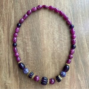 90s Avon Purple and Gold Beaded Statement Necklace